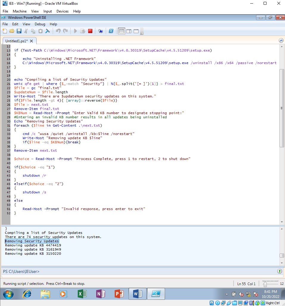 Script to remove patches.